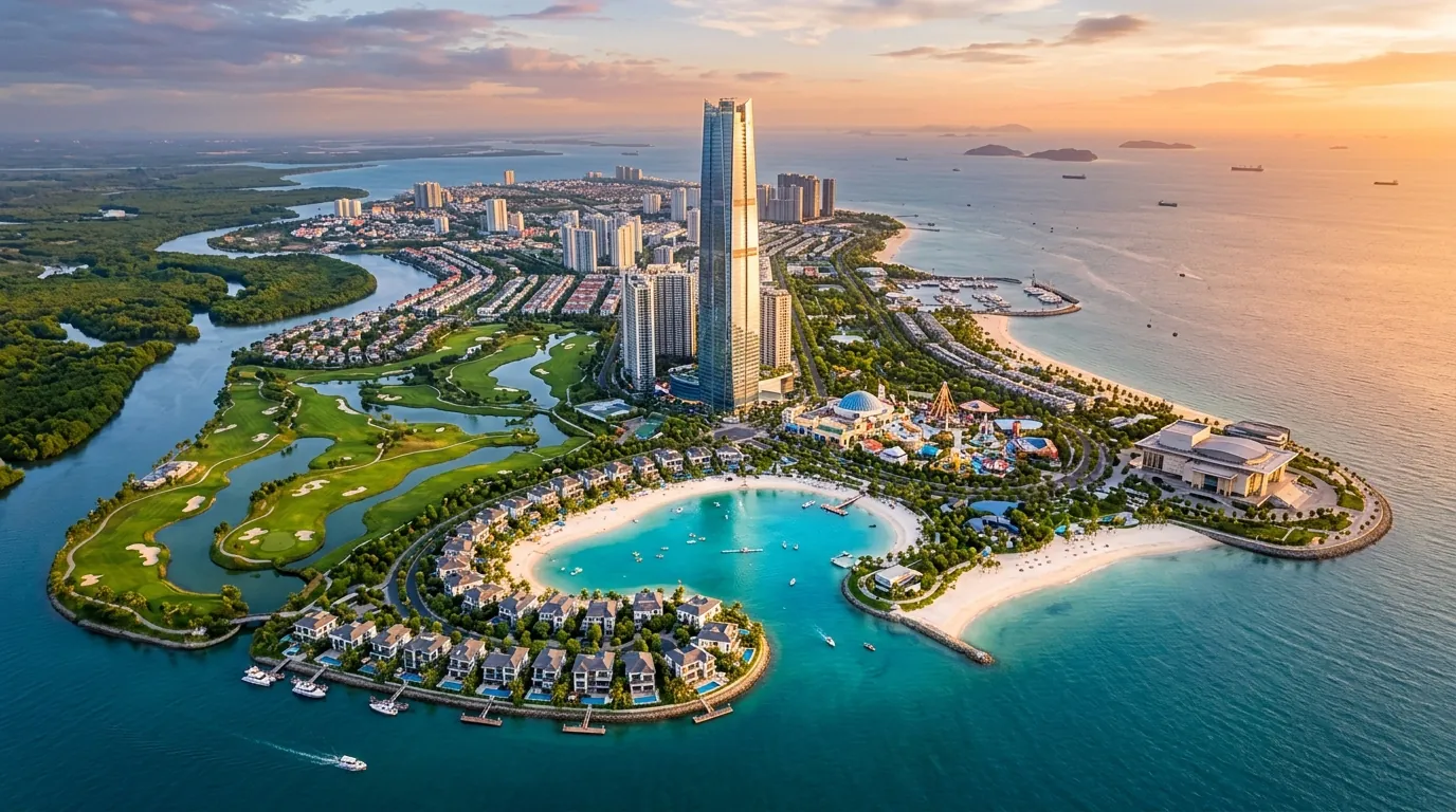 Phối cảnh tổng thể siêu đô thị lấn biển Vinhomes Green Paradise Cần Giờ